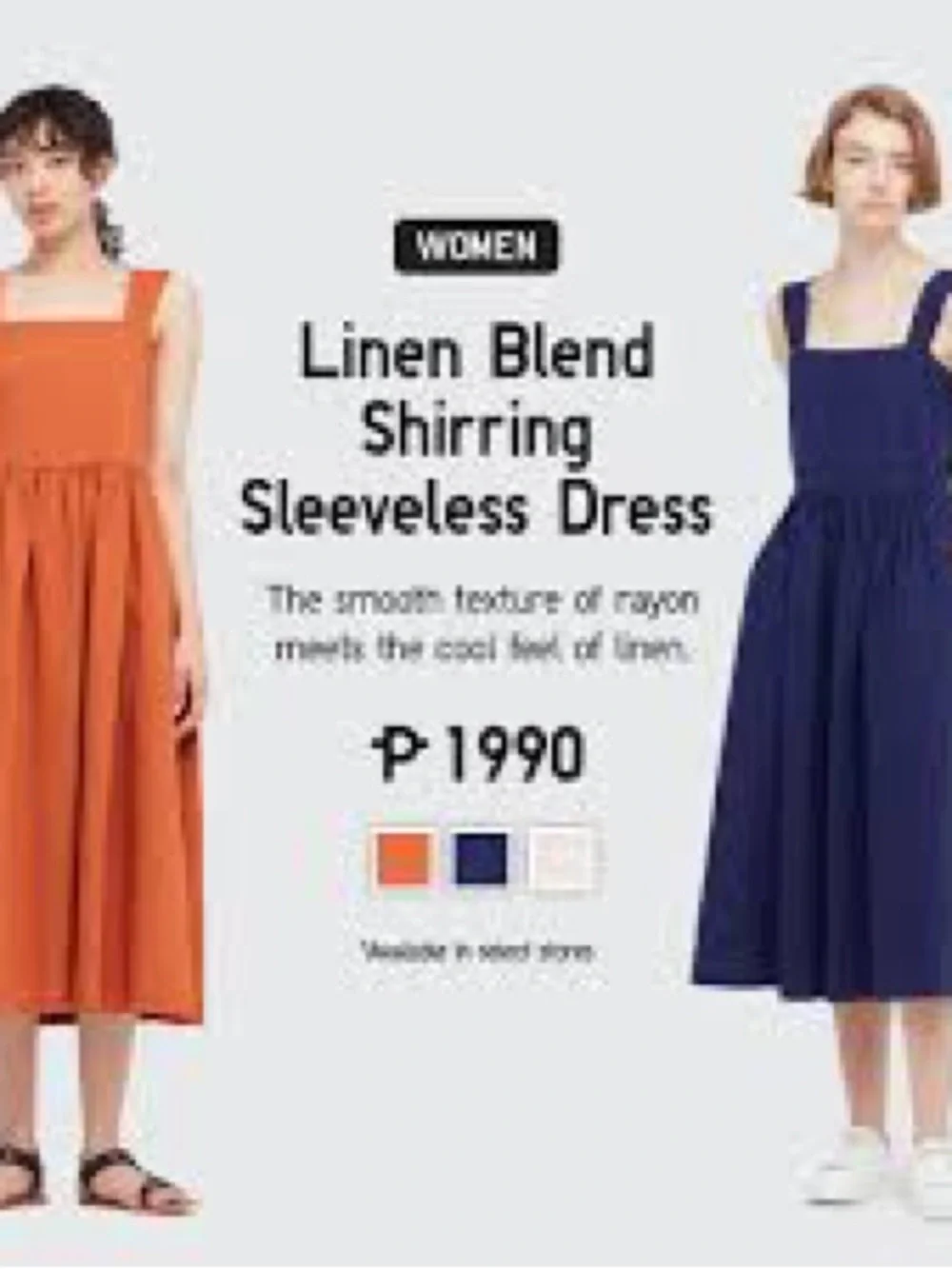 Uniqlo Navy Blue Linen Blend Shirring Sleeveless Midi Dress Medium VGUC - Picture 9 of 9